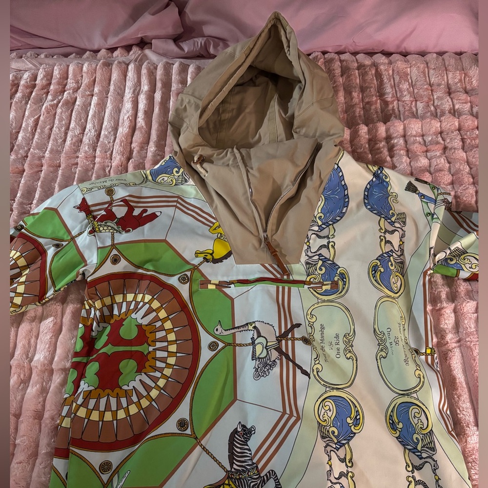 Tory Burch Carousel Print Half Zip Pullover Jacket